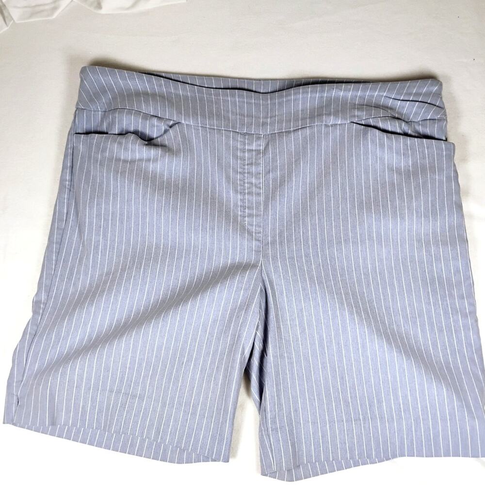 Hilary Radley Womens Light Blue Pinstripe Bermuda Shorts Stretch Resortwear XXL